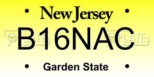 B16NAC New Jersey License Plate