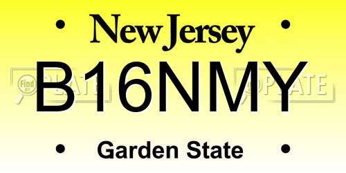 B16NMY New Jersey License Plate