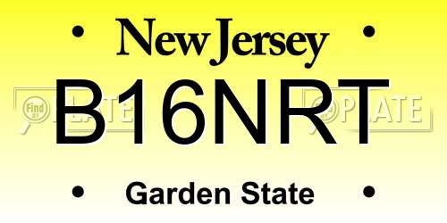 B16NRT New Jersey License Plate
