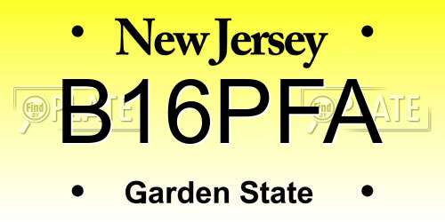 B16PFA New Jersey License Plate