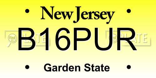 B16PUR New Jersey License Plate