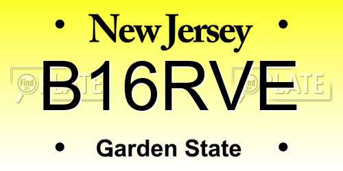 B16RVE New Jersey License Plate