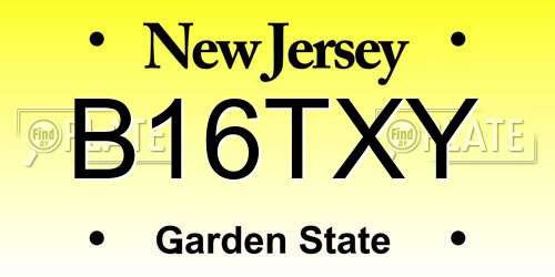 B16TXY New Jersey License Plate
