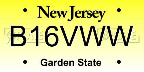 B16VWW New Jersey License Plate