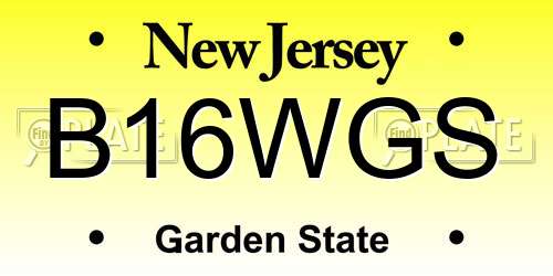 B16WGS New Jersey License Plate