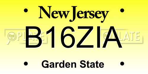 B16ZIA New Jersey License Plate