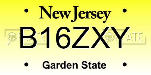 B16ZXY New Jersey License Plate