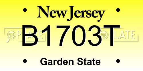 B1703T New Jersey License Plate