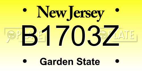 B1703Z New Jersey License Plate