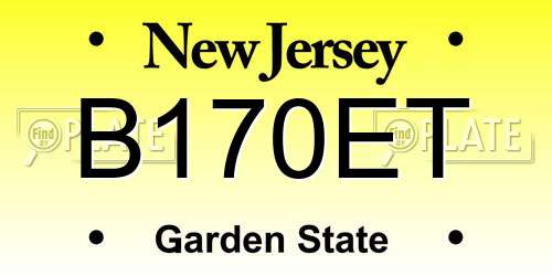 B170ET New Jersey License Plate