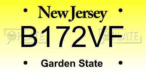 B172VF New Jersey License Plate