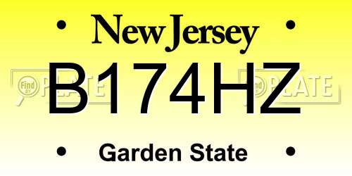 B174HZ New Jersey License Plate