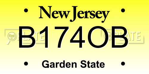 B174OB New Jersey License Plate