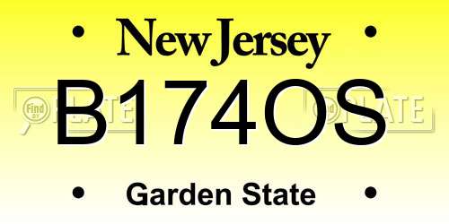B174OS New Jersey License Plate