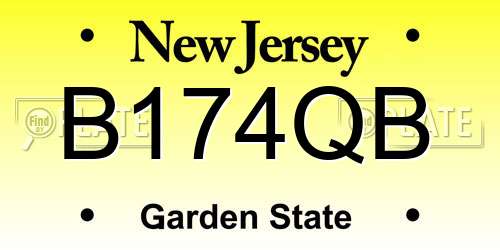 B174QB New Jersey License Plate