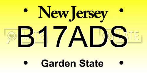 B17ADS New Jersey License Plate