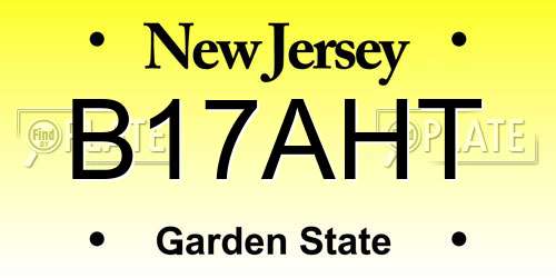 B17AHT New Jersey License Plate