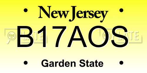 B17AOS New Jersey License Plate