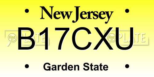 B17CXU New Jersey License Plate