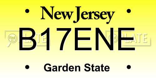 B17ENE New Jersey License Plate