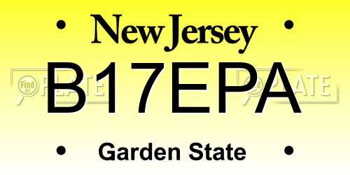 B17EPA New Jersey License Plate
