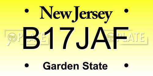 B17JAF New Jersey License Plate