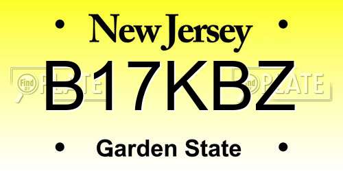 B17KBZ New Jersey License Plate