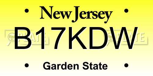 B17KDW New Jersey License Plate