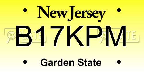 B17KPM New Jersey License Plate