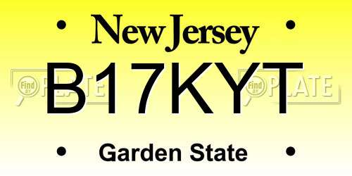B17KYT New Jersey License Plate