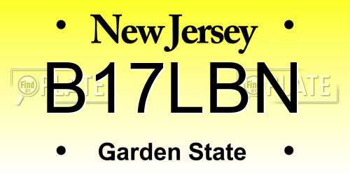 B17LBN New Jersey License Plate