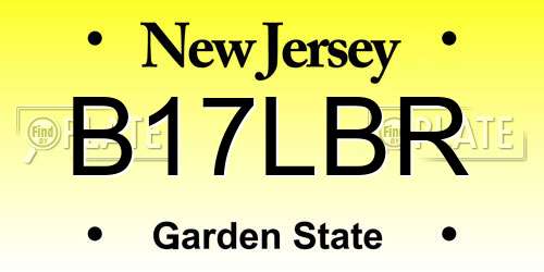 B17LBR New Jersey License Plate