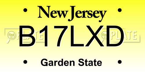 B17LXD New Jersey License Plate