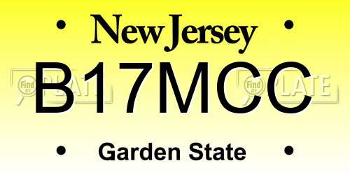 B17MCC New Jersey License Plate