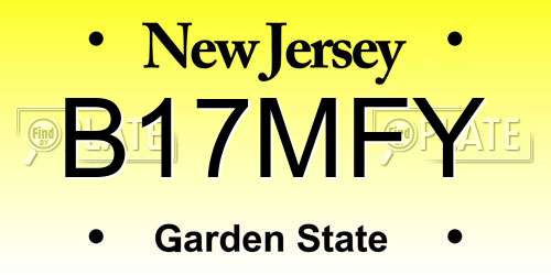 B17MFY New Jersey License Plate
