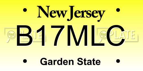 B17MLC New Jersey License Plate