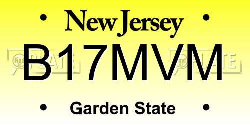 B17MVM New Jersey License Plate