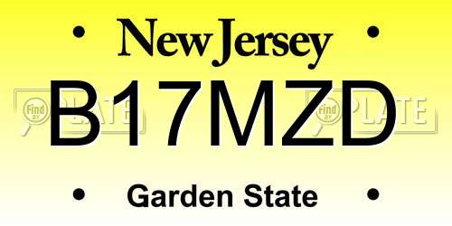 B17MZD New Jersey License Plate