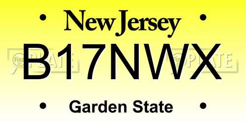 B17NWX New Jersey License Plate