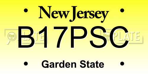 B17PSC New Jersey License Plate