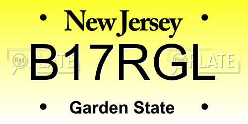 B17RGL New Jersey License Plate