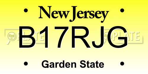 B17RJG New Jersey License Plate