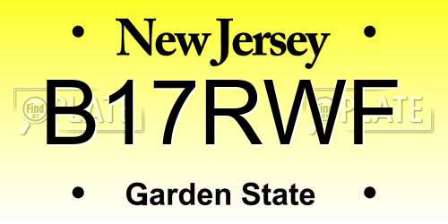 B17RWF New Jersey License Plate