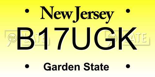 B17UGK New Jersey License Plate