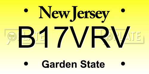 B17VRV New Jersey License Plate