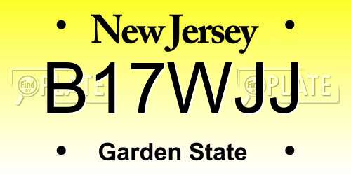 B17WJJ New Jersey License Plate