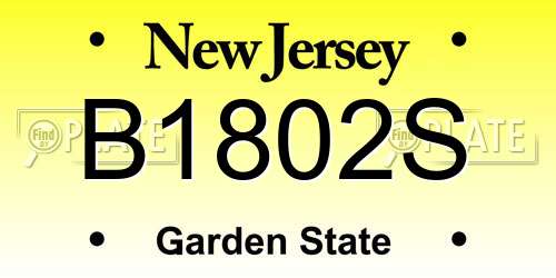 B1802S New Jersey License Plate