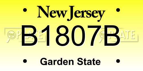 B1807B New Jersey License Plate