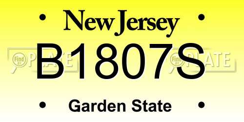B1807S New Jersey License Plate
