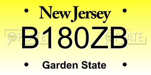 B180ZB New Jersey License Plate